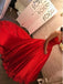 Πολυτελή λουριά σπαγγέτι φωτεινό κόκκινο Α-line μακριά φορέματα χορού βραδιού, 17614