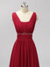 Rouge deux bretelles en mousseline de soie dos nu longues robes de demoiselle d'honneur pas cher en ligne, WG560