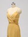 Laranja lado fenda espaguete tiras longas e baratos dama de honra vestidos on-line, WG602