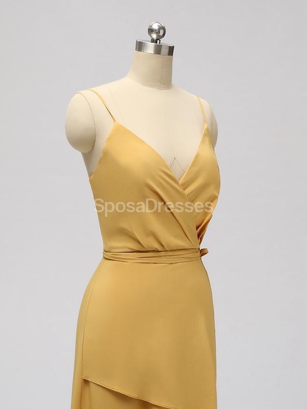 Laranja lado fenda espaguete tiras longas e baratos dama de honra vestidos on-line, WG602