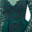 Esmeralda verde mangas compridas pesadamente frisada Prom Dresses, Evening Party Prom Dresses, 12051