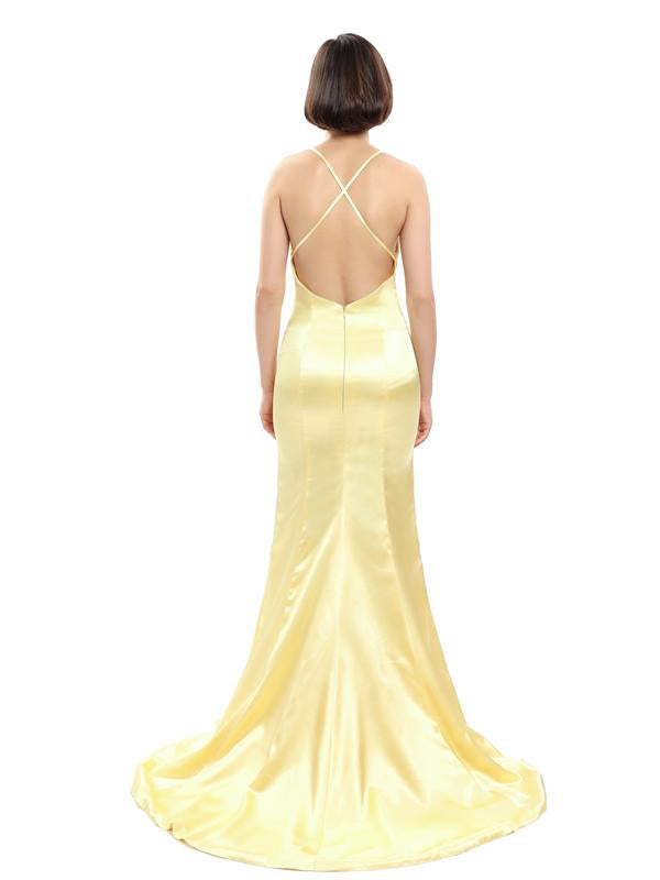 Sexy Backless Mermaid Gold Cheap Long Evening Prom Dresses, Cheap Sweet 16 Vestidos, 18327