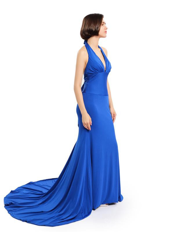 Sirène bleue royale dos nu sexy longues robes de bal d'étudiants du soir, 16 robes douces personnalisées bon marché, 18549