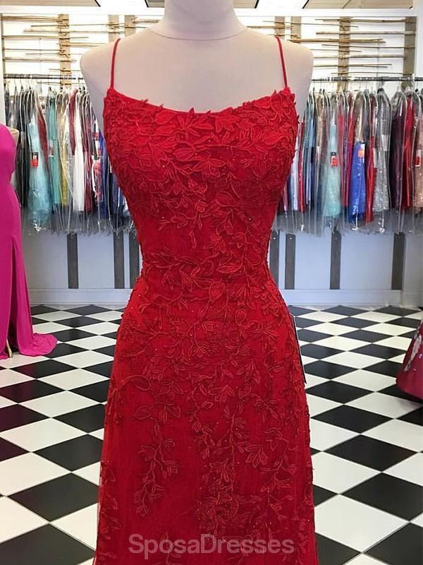 Robes de bal de soirée sirène sexy en dentelle rouge longue, robes de soirée, 12318