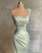 Sage Mermaid One Shoulder Cheap Long Prom Dresses,Evening Party Dresses,12871