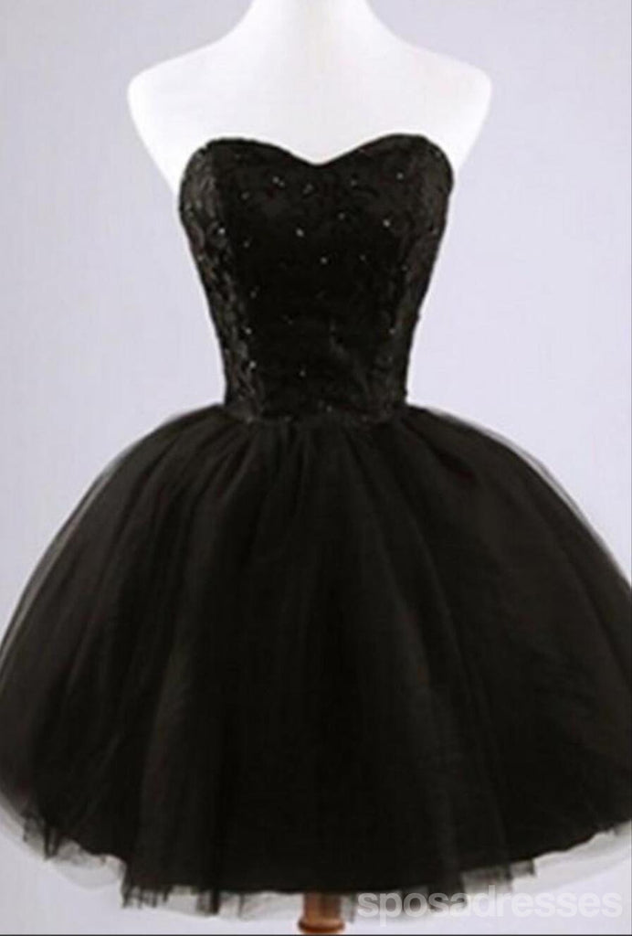 Petite robe noire en dentelle formelle, robes de bal courtes de retour, CM0024