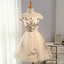 Από τον Ώμο Ευθεία Neckline Κεντητικής Τουλιού Short Homecoming Prom Φορέματα, CM361