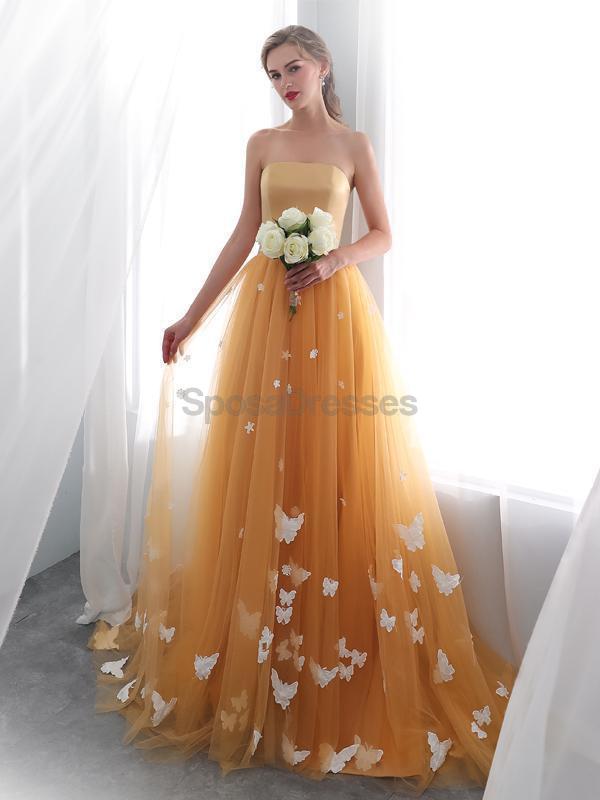 Trägerlose orange Tüll ButterFly Abendkleider, Abendparty Abendkleider, 12024