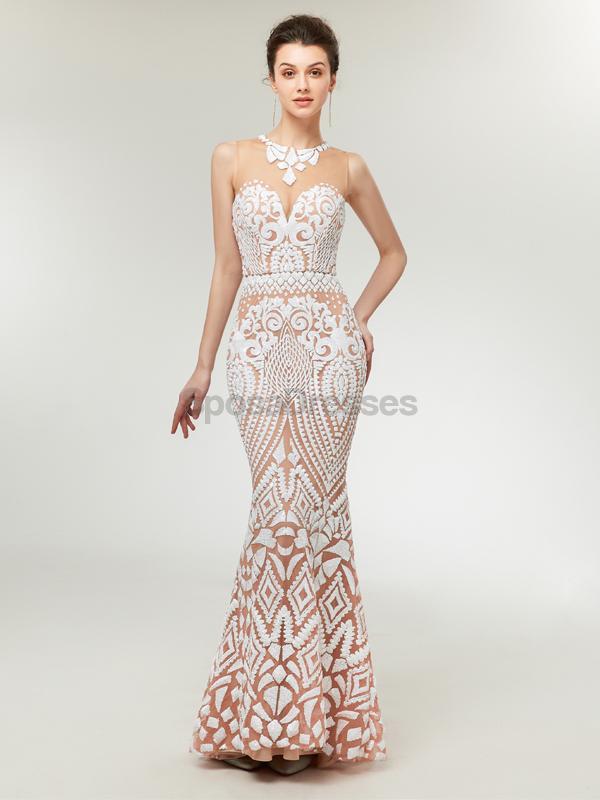 Illusion Lace Γοργόνα Long Evening Prom Dresses, Evening Party Prom Dresses, 12010