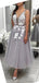 V-neck Γκρι δαντέλα Φτηνές Homecoming Φορέματα σε απευθείας σύνδεση, Φτηνά Κοντά Prom Promes, CM747