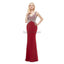 V Neck Red Mermaid Perled Evening Prom Robes, Evening Party Prom Robes, 12055
