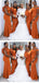 Robes de demoiselle d'honneur longue sirène orange brûlé en ligne, WG611