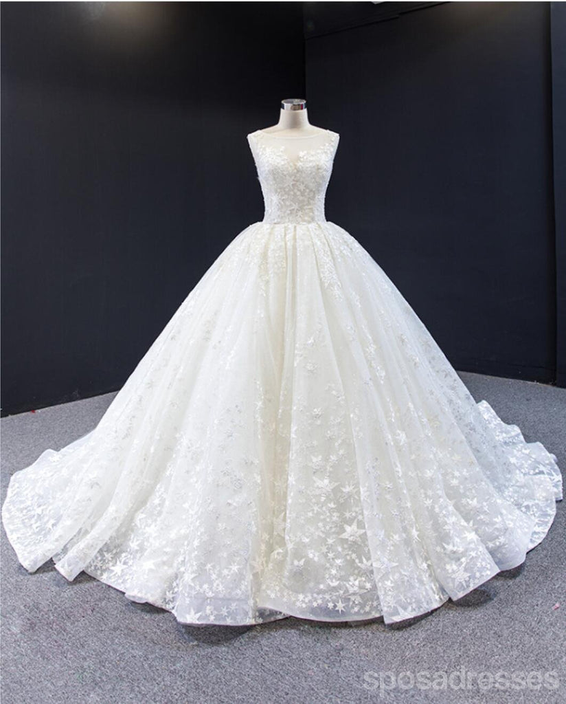 Scoop ALine Cute Lace Wedding Vestidos Online, Vestidos Bridal Baratos, WD619