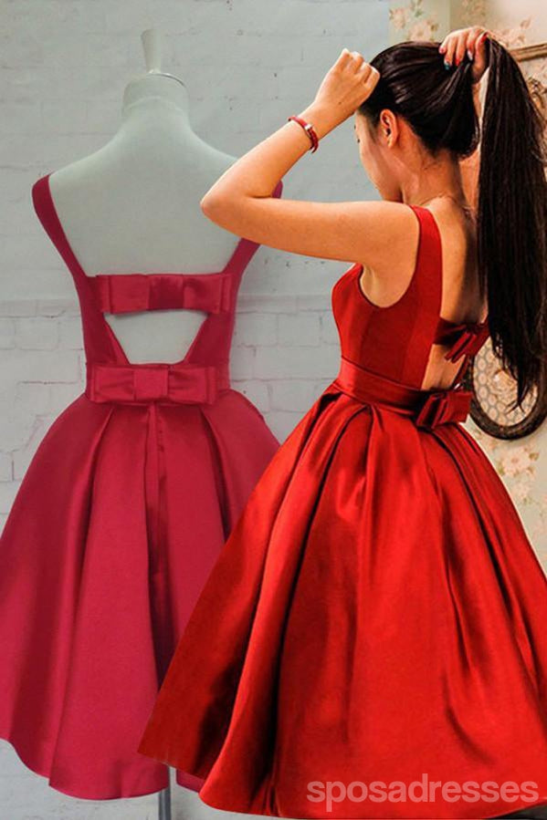 Vestidos de baile curtos baratos simples elegantes vermelhos brilhantes 2018, CM550