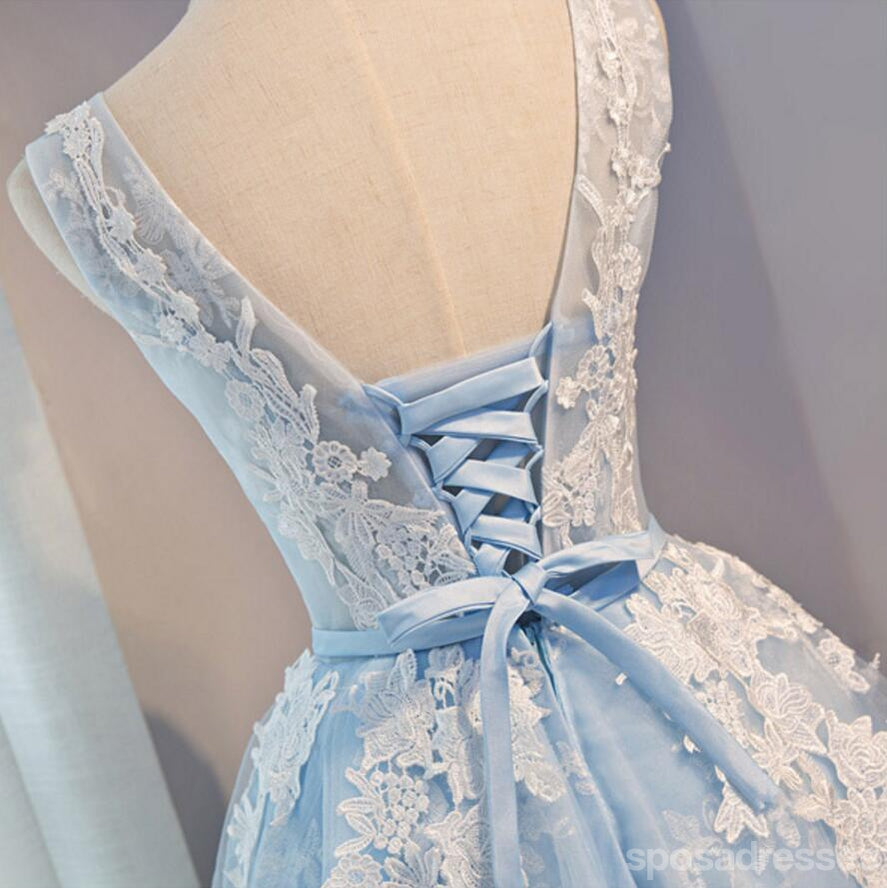 Δείτε Μέσα από το Φως Μπλε Φούστα Δαντελλών Ελεφαντόδοντου Homecoming Prom Φορέματα, Φτηνές Φορέματα Homecoming, CM278