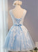 Δείτε Μέσα από το Φως Μπλε Φούστα Δαντελλών Ελεφαντόδοντου Homecoming Prom Φορέματα, Φτηνές Φορέματα Homecoming, CM278