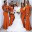 Robes de demoiselle d'honneur longue sirène orange brûlé en ligne, WG611
