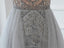 Κοντό μανίκι με βαριά χάντρες Γκρι μακρά φθηνά βραδινά φορέματα, Βραδινά φορέματα, 12327