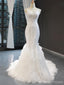 Spaghetti Straps Ruffle Mermaid Cheap Wedding Dresses Online, Robes de mariée bon marché, WD620