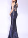 Sexy Mermaid Halter Side Slit Black Prom Dresses, Sweet 16 Prom Dresses, 12475