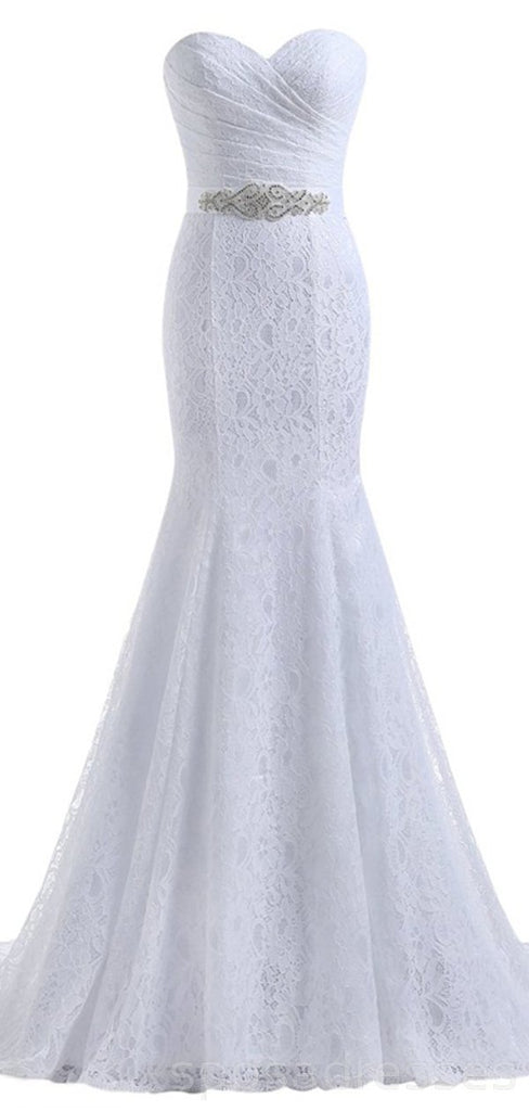 Querida renda branca sereia vestidos de casamento baratos on-line, vestidos de noiva baratos do laço, WD468