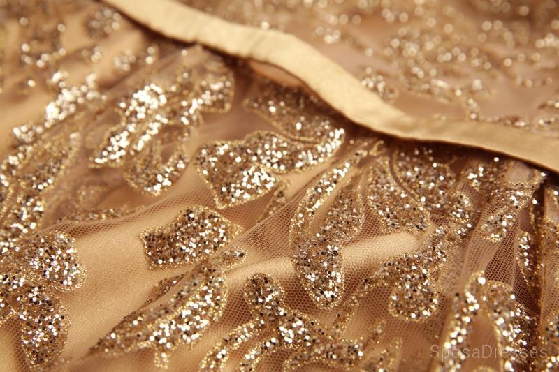 Gold Pailletten Spitze durchsichtig billige lange Abend Prom Kleider, billige benutzerdefinierte Sweet 16 Kleider, 18528