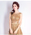 Gold Pailletten Spitze durchsichtig billige lange Abend Prom Kleider, billige benutzerdefinierte Sweet 16 Kleider, 18528