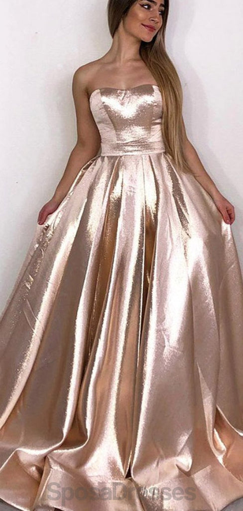 Sem alças Sparkly ouro barato vestidos de baile, Evening Party Prom Dresses, 12162