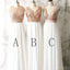 Différents styles différents paillettes haut en mousseline de soie blanche sans manches en vente longues robes de demoiselle d'honneur pour le mariage, WG17