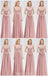 Blush Pink Lace Floor Comprimento Inigualável Chiffon Bridesmaid Vestidos Online, WG542