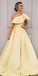 Une épaule longues robes de bal d'étudiants du soir bon marché jaunes simples, robes de bal d'étudiants du parti du soir, 12155