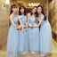Nicht übereinstimmende Blau Tüll Lange Brautjungfer Kleider, Billige Benutzerdefinierte Lange Brautjungfer Kleider Erschwinglich Brautjungfer Kleider, BD006
