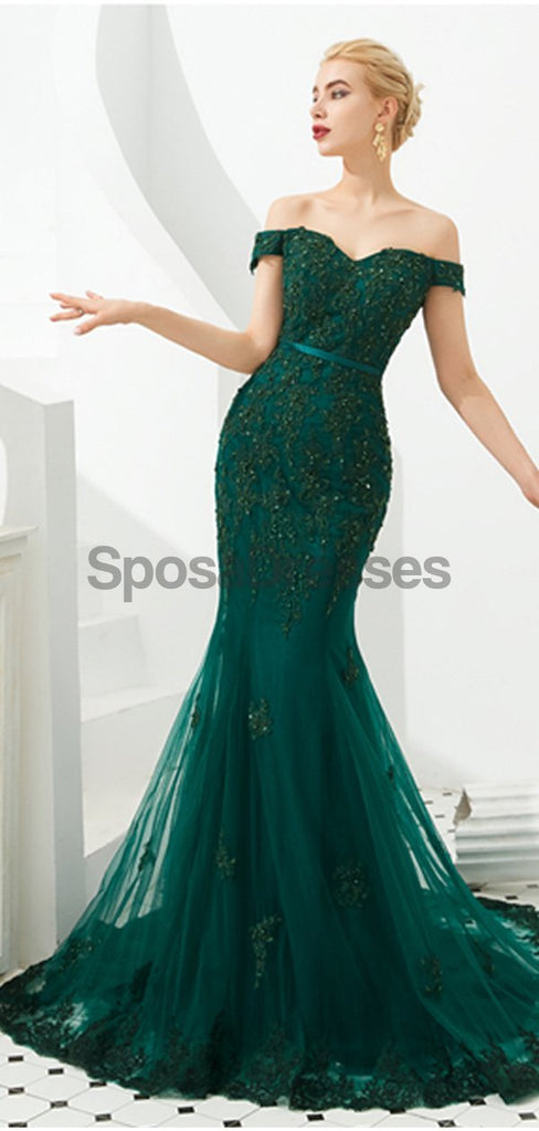 Robe de bal de soirée sirène en dentelle vert émeraude, robes de soirée, 12128