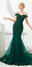 Smaragdgrüne Spitze Applique Meerjungfrau Abend Abendkleider, Abendparty Abendkleider, 12128