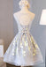 Scoop Neckline Grey and Yellow Lake Homecoming Prom Dresses, Affordable Short Party Prom Dresses, Perfect Homecoming Dresses, CM280