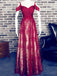 2018 Από Τον Ώμο Σκούρο Κόκκινο Δαντέλα Φθηνά Μακρά Βραδινά Φορέματα Prom, 17502