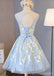 Scoop Neckline Grey and Yellow Lake Homecoming Prom Dresses, Affordable Short Party Prom Dresses, Perfect Homecoming Dresses, CM280
