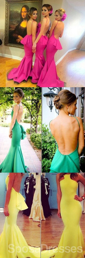 On Sale Beautiful Sexy Backless Mermaid Rose Red Long Bridesmaid Dresses, WG131