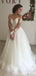 Robes de mariée A-ligne en dentelle à manches longues et épaules dénudées en ligne, WD409