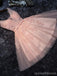 Φτηνές V Λαιμών Δαντελλών Ροδάκινων Χαριτωμένο διακοσμημένα με Χάντρες Φορέματα Homecoming, CM445