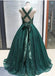 Robe de bal scintillante vert émeraude à col en V, robes de bal pas chères, robes de bal de soirée, 12156