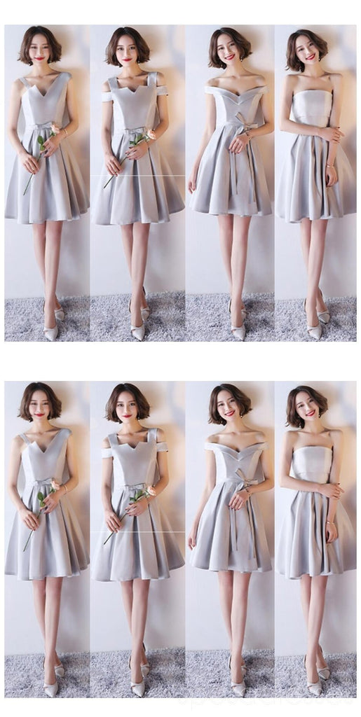 Ασημί Γκρι Κοντά, Αντιστοιχισμένα Φόρεμα Κοντό Παράνυμφος, WG504