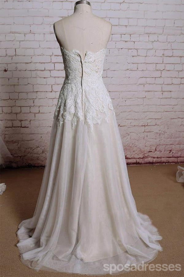 Στράπλες δαντελλών Α-γραμμών αγαπημένων μακριά Νυφικά φορέματα γάμου, WD292