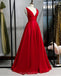 V Neck Απλό κόκκινο A-line Long Evening Prom Dresses, Evening Party Prom Dresses, 12332