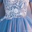 Φθηνά μπλε μακριά ώμου δαντέλα χαριτωμένα Homecoming φορέματα, CM446