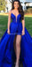 Sexy dos nu bleu royal A-ligne longues robes de bal de soirée, robes de soirée, 12297