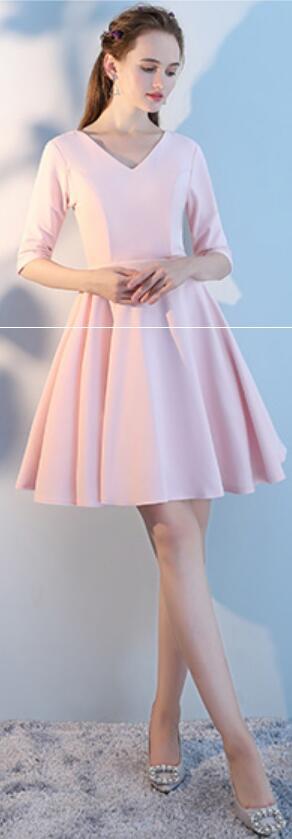Erröten Rosa Günstige übereinstimmende einfache kurze Brautjungfer Kleider Online, WG516