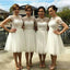 Όμορφα μανίκια με μανίκι Λευκό τούλι Κοντά μανίκια Γόνατο Φορέματα Γάμου, Φτηνές Φορέματα Αποφοίτησης για Επαγγελματική Αποφοίτηση, WG140