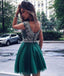 Dresses de retour à domicile courtes perlées vertes personnalisées en ligne, CM532