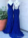 Longues robes de bal de soirée sirène en dentelle bleu royal, robes de soirée, 12276